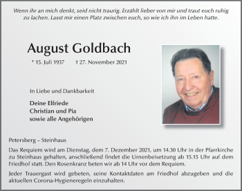 Traueranzeige von August Goldbach