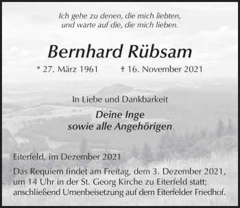 Traueranzeige von Bernhard Rübsam von FZ