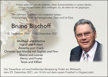 Traueranzeige von Bruno Bischoff von FZ
