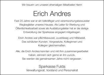Traueranzeige von Erich Andres von FZ