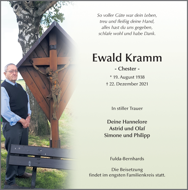  Traueranzeige für Ewald Kramm vom 29.12.2021 aus FZ