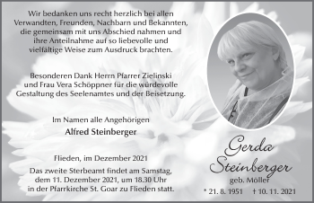 Traueranzeige von Gerda Steinberger von FZ