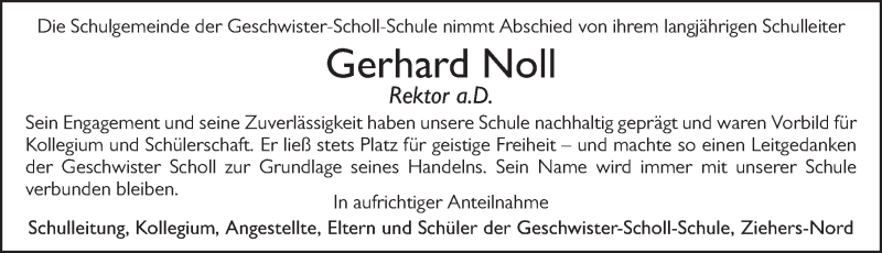  Traueranzeige für Gerhard Noll vom 18.12.2021 aus FZ