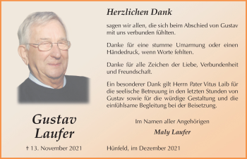 Traueranzeige von Gustav Laufer von FZ