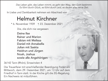 Traueranzeige von Helmut Kirchner von FZ