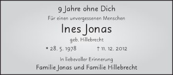 Traueranzeige von Ines Jonas von FZ