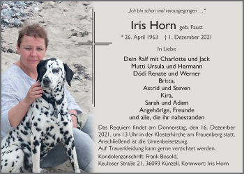 Traueranzeige von Iris Horn von FZ