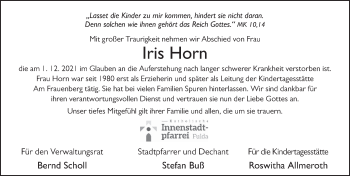 Traueranzeige von Iris Horn von FZ