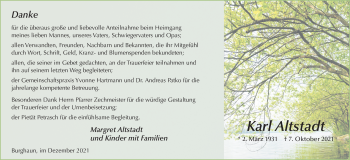 Traueranzeige von Karl Altstadt von FZ
