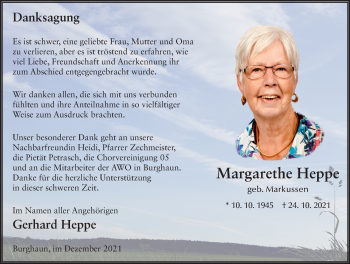 Traueranzeige von Margarethe Heppe von FZ