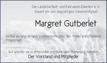 Traueranzeige von Margret Gutberlet von FZ