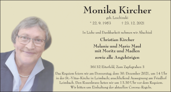 Traueranzeige von Monika Kircher von FZ