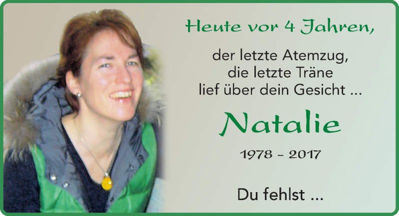  Traueranzeige für Natalie Karges vom 13.12.2021 aus FZ