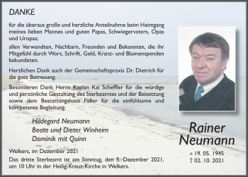 Traueranzeige von Rainer Neumann von FZ