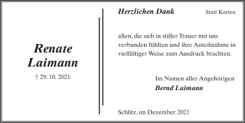Traueranzeige von Renate Laimann von FZ