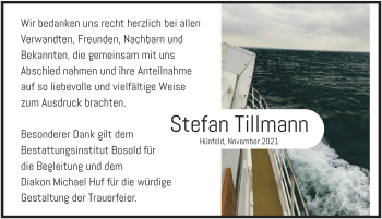 Traueranzeige von Stefan Tillmann von FZ