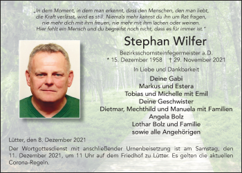Traueranzeige von Stephan Wilfer von FZ