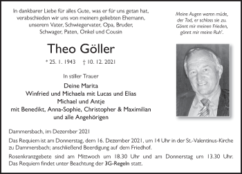 Traueranzeige von Theo Göller von FZ