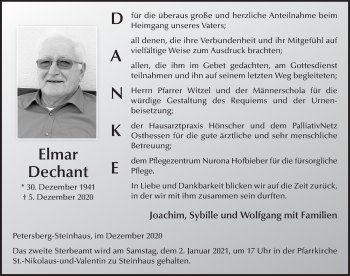 Traueranzeige von Elmar Dechant