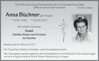 Traueranzeige von Anna Büchner von FZ