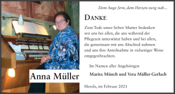 Traueranzeige von Anna Müller von FZ