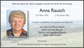 Traueranzeige von Anna Rausch von FZ