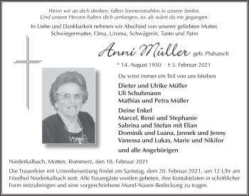 Traueranzeige von Anni Müller von FZ