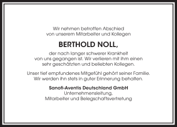 Traueranzeige von Berthold Noll von FZ