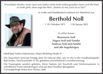 Traueranzeige von Berthold Noll von FZ