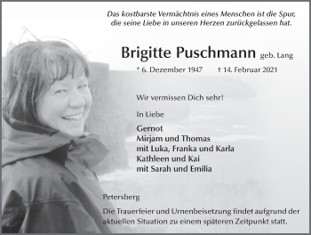 Traueranzeige von Brigitte Puschmann von FZ