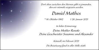 Traueranzeige von Daniel Mathes von FZ
