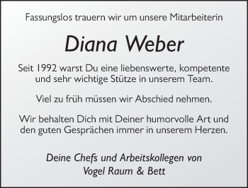Traueranzeige von Diana Weber von FZ