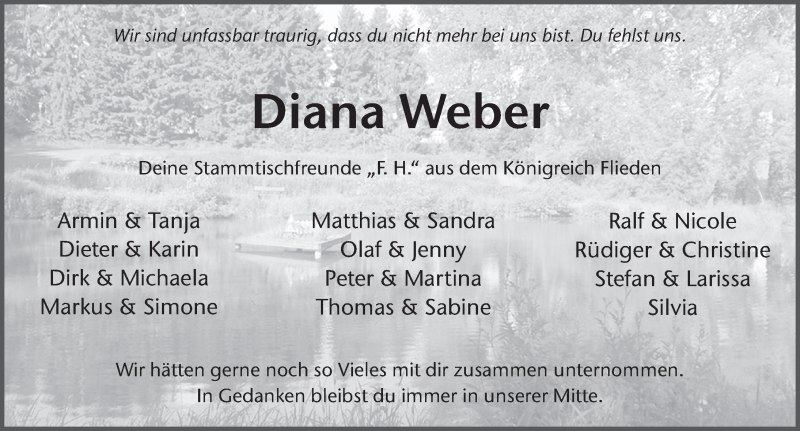  Traueranzeige für Diana Weber vom 02.02.2021 aus FZ