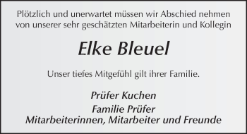 Traueranzeige von Elke Bleuel von FZ