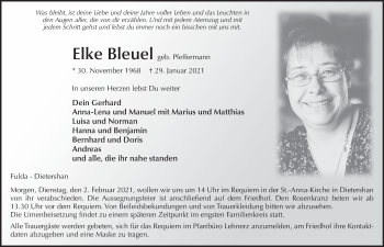 Traueranzeige von Elke Bleuel von FZ