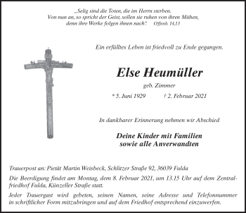 Traueranzeige von Else Heumüller von FZ