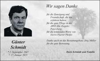 Traueranzeige von Günter Schmidt von FZ