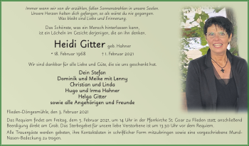 Traueranzeige von Heidi Gitter von FZ