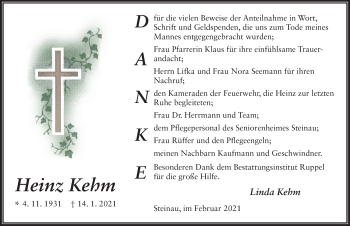 Traueranzeige von Heinz Kehm von FZ