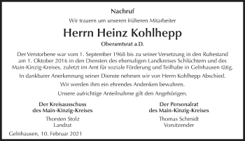 Traueranzeige von Heinz Kohlhepp von FZ