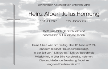 Traueranzeige von Heinz Albert Julius Hornung von FZ