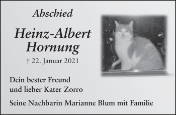 Traueranzeige von Heinz Albert Julius Hornung von FZ