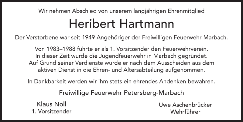  Traueranzeige für Heribert Hartmann vom 09.02.2021 aus FZ