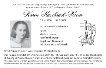 Traueranzeige von Karin Kusebauch-Krein von FZ
