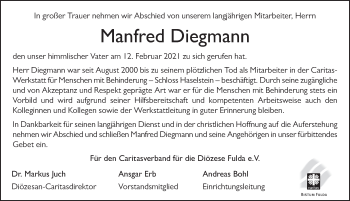 Traueranzeige von Manfred Diegmann von FZ