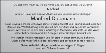 Traueranzeige von Manfred Diegmann von FZ