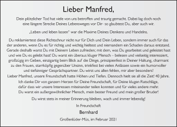 Traueranzeige von Manfred Schnell von FZ