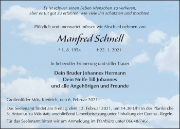 Traueranzeige von Manfred Schnell von FZ