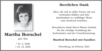 Traueranzeige von Martha Borschel von FZ
