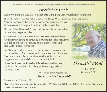Traueranzeige von Oswald Wolf von FZ